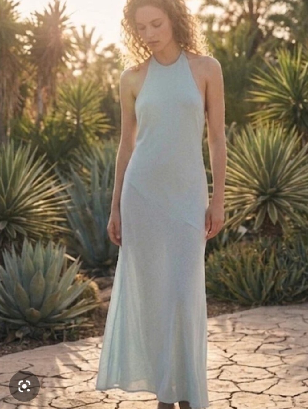 Zara Pale Blue Halter Maxi Dress